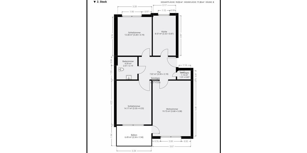 Etagenwohnung Bonn Hardtberg - 3 Zimmer, 71 m&sup2;, 289.000&euro; | Angebot:26918859