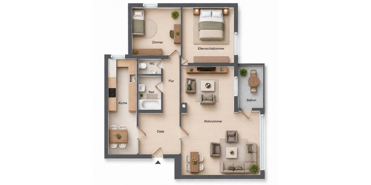 Hochparterre Köln Mülheim - 3 Zimmer, 85 m&sup2;, 349.900&euro; | Angebot:26946338