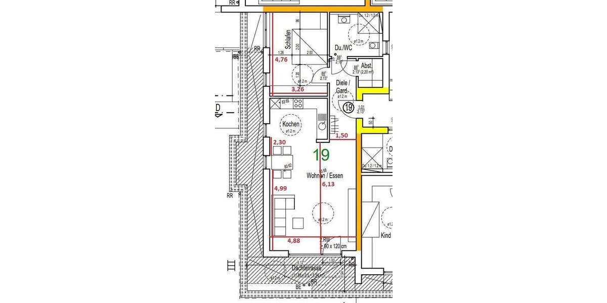 Etagenwohnung Siegburg Kaldauen - 2 Zimmer, 82 m&sup2;, 1.200&euro; | Angebot:24791775