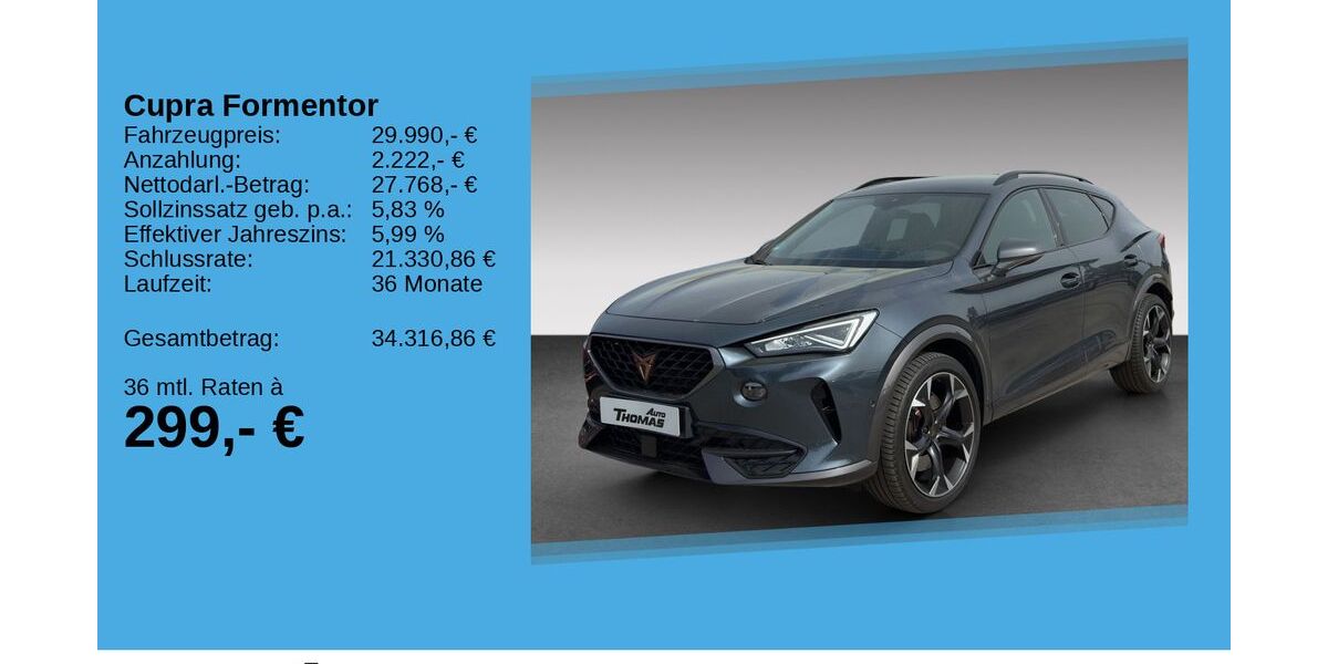 Cupra Formentor 29.520 km 29.990 &euro; Bonn 53227