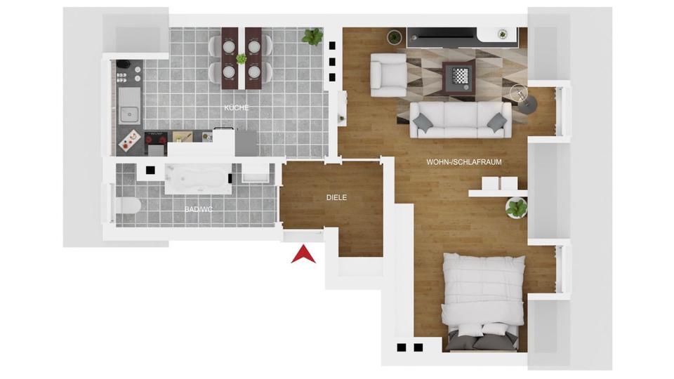 Dachgeschoßwohnung Köln Lindenthal - 1.5 Zimmer, 15 m&sup2;, 1.190&euro; | Angebot:24787908