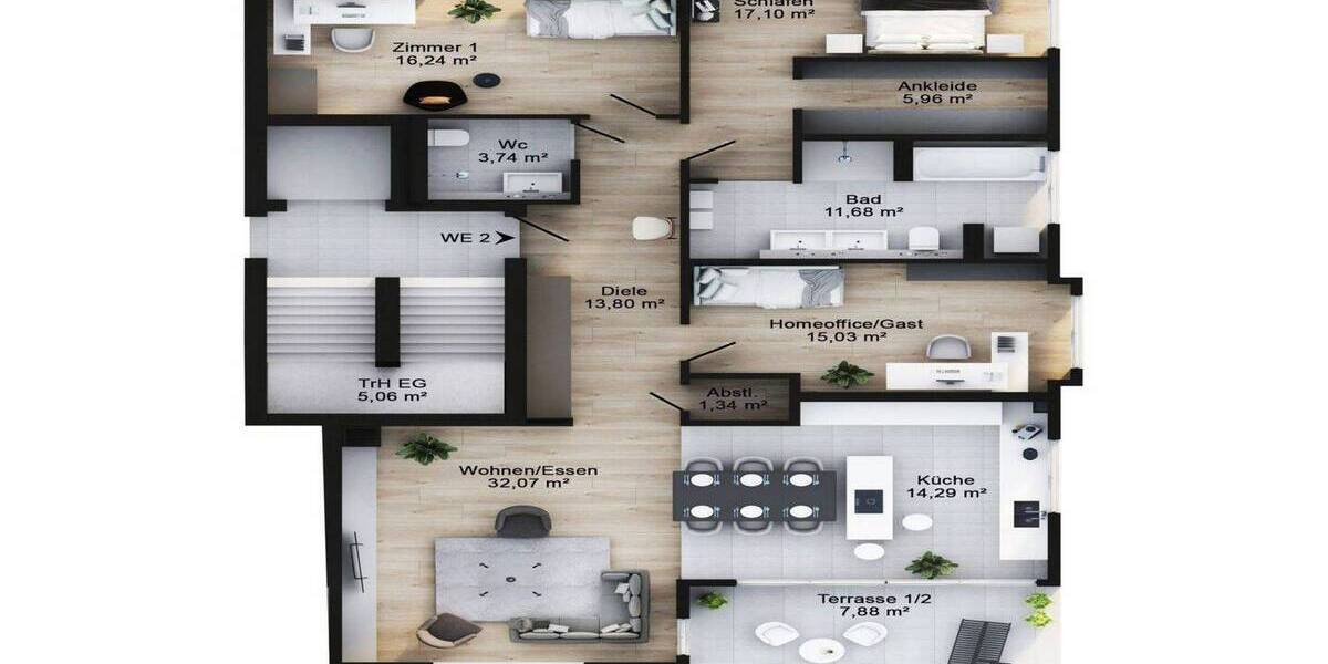 Etagenwohnung Bonn Schweinheim - 4 Zimmer, 140 m&sup2;, 959.000&euro; | Angebot:26418222