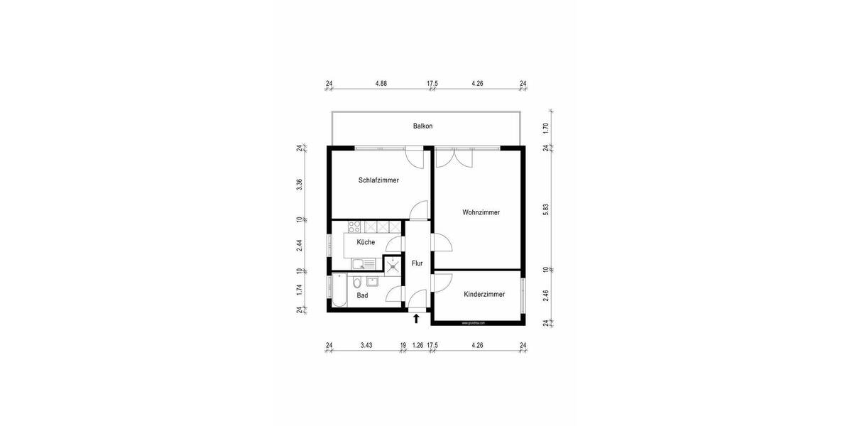 Etagenwohnung Bonn Küdinghoven - 3 Zimmer, 88 m&sup2;, 1.250&euro; | Angebot:26800111