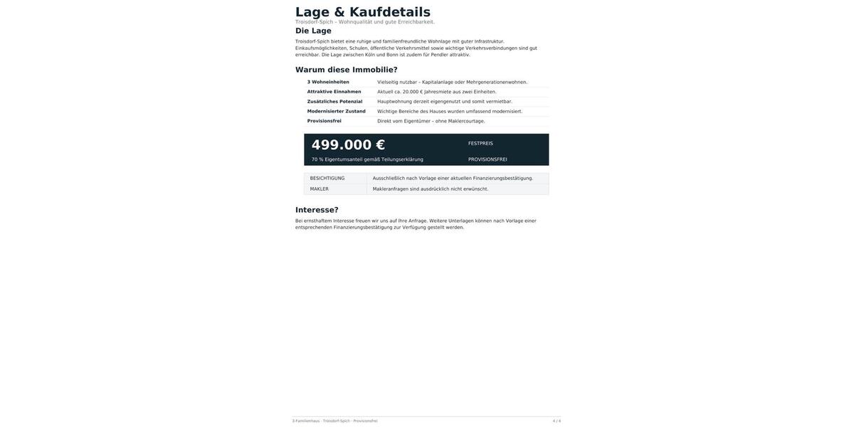 Mehrfamilienhaus, Wohnhaus Troisdorf Altenrath - 9 Zimmer, 200 m&sup2;, 499.000&euro; | Angebot:27194354