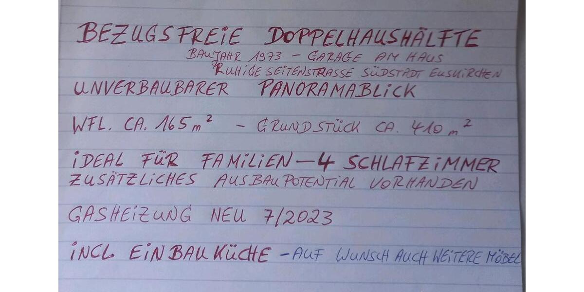 Doppelhaushälfte Euskirchen - 5 Zimmer, 165 m&sup2;, 489.000&euro; | Angebot:27080102