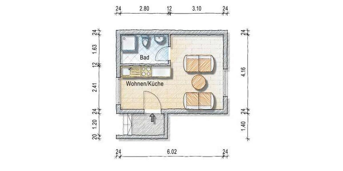 Erdgeschoßwohnung Rheinbach - 1 Zimmer, 25 m&sup2;, 500&euro; | Angebot:25803678