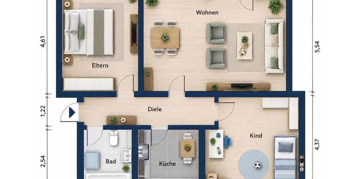 Etagenwohnung Köln Rodenkirchen - 3 Zimmer, 75 m&sup2;, 517.500&euro; | Angebot:27629355