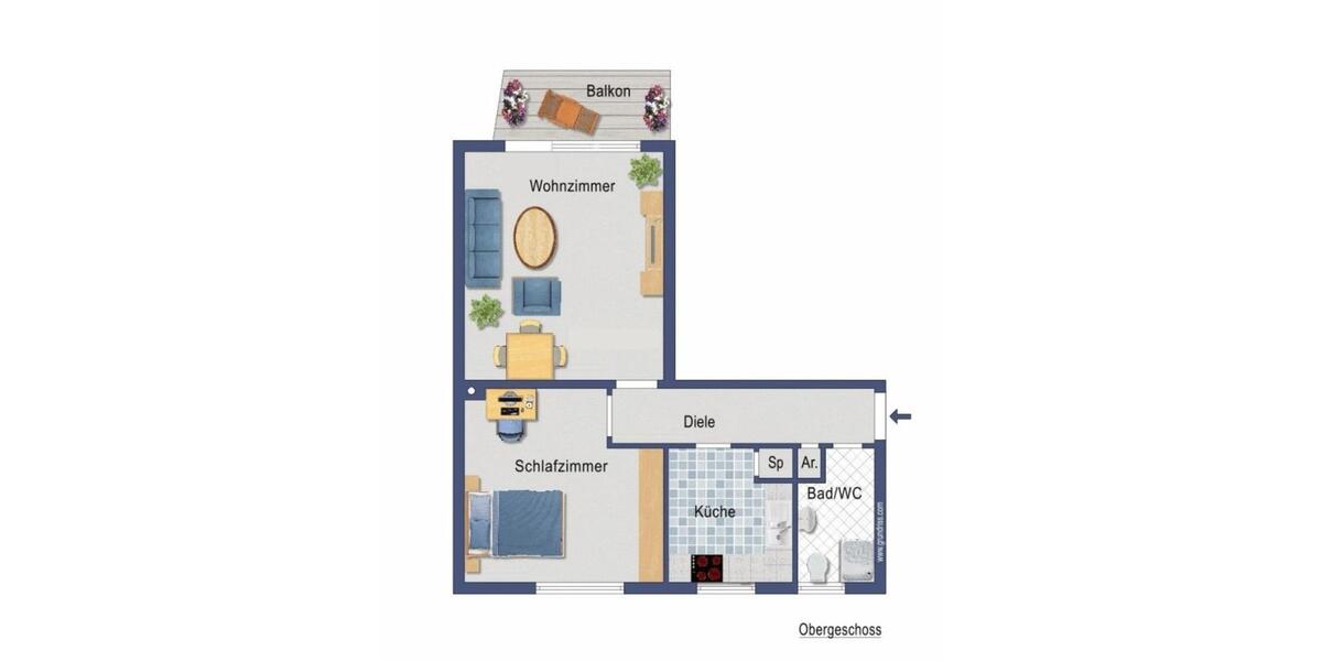 Etagenwohnung Troisdorf Altenrath - 2 Zimmer, 63 m&sup2;, 765&euro; | Angebot:25871603