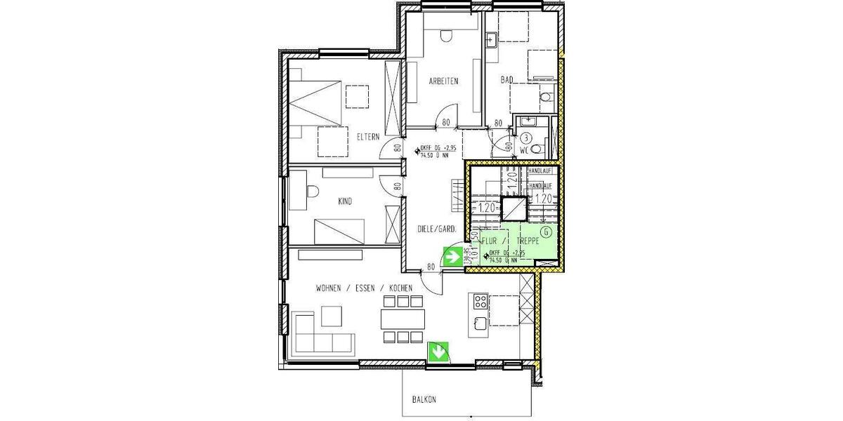 Etagenwohnung Bonn Dransdorf - 4 Zimmer, 117 m&sup2;, 1.930&euro; | Angebot:26407205