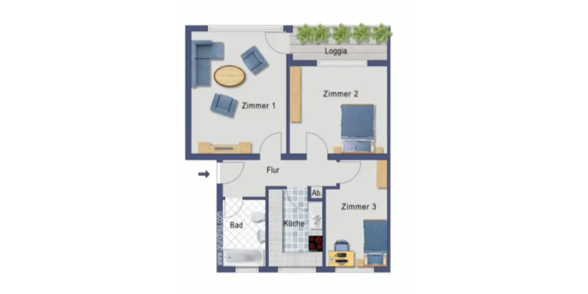 Etagenwohnung Bonn Hardtberg - 3 Zimmer, 66 m&sup2;, 234.000&euro; | Angebot:24784179