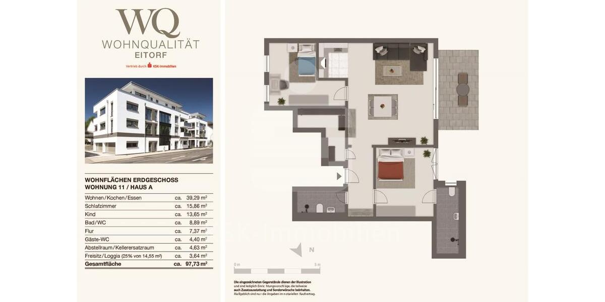 Erdgeschoßwohnung Eitorf - 3 Zimmer, 98 m&sup2;, 1.176&euro; | Angebot:25545624