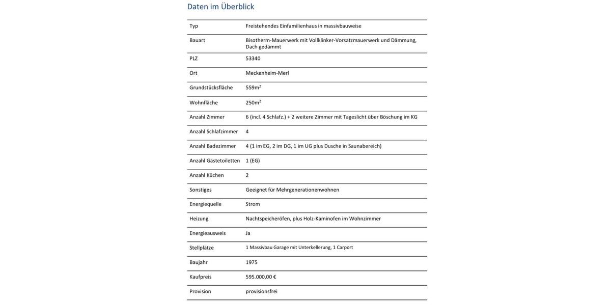 Einfamilienhaus Meckenheim - 6 Zimmer, 250 m&sup2;, 595.000&euro; | Angebot:24659101
