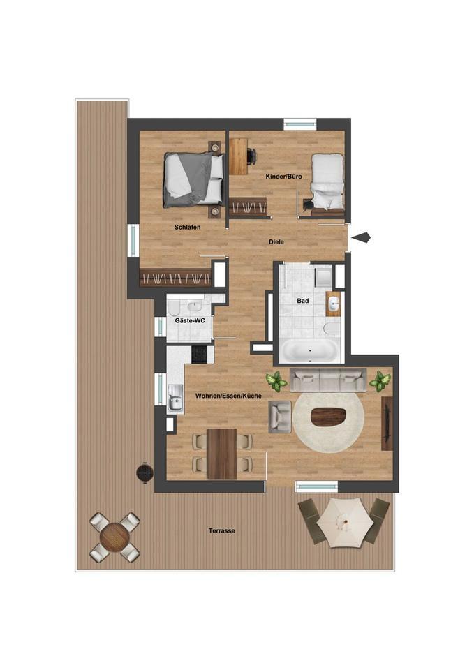 Penthouse im Kölner Westen – 66 m² Terrasse | Ebk | Neubau (KfW 35 – geringe Nebenkosten) zimmer