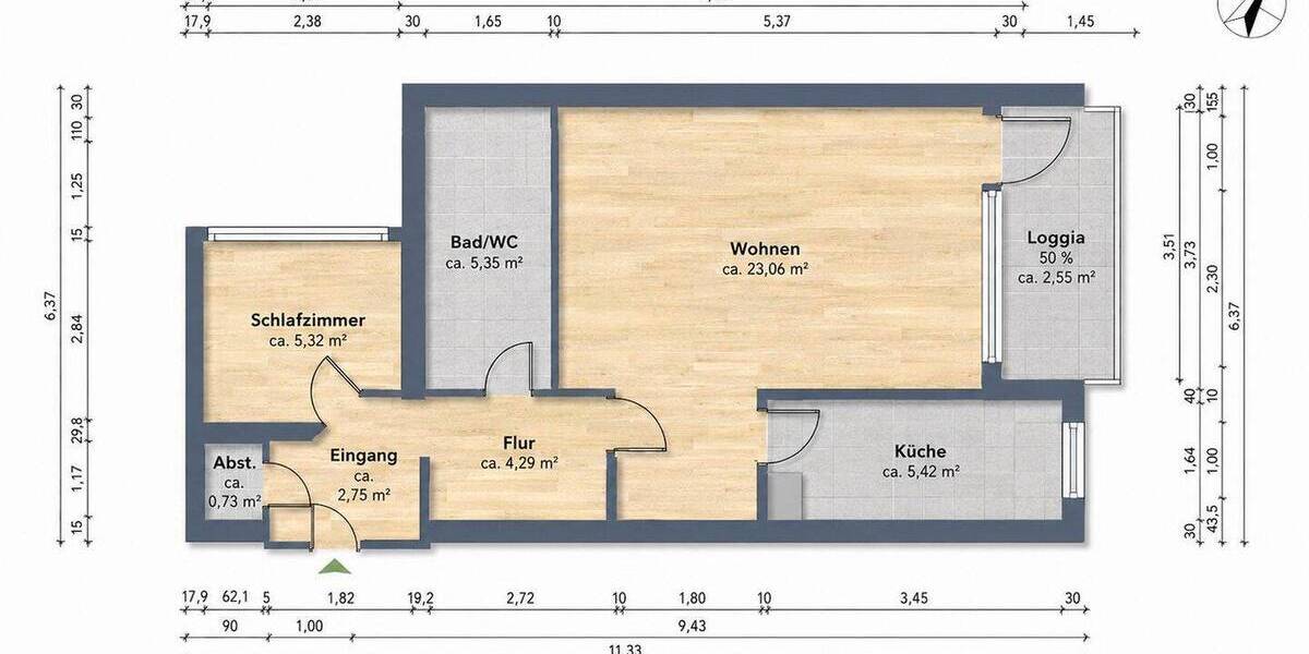 Etagenwohnung Bonn Duisdorf - 2 Zimmer, 49 m&sup2;, 171.500&euro; | Angebot:26926618
