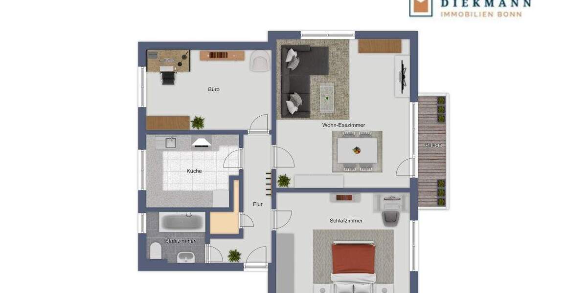 Etagenwohnung Bonn Holzlar - 3 Zimmer, 78 m&sup2;, 1.200&euro; | Angebot:24515399