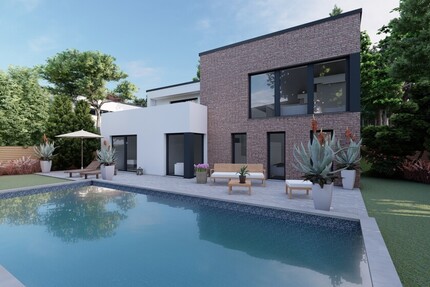 Architektenvilla am Waldrand - Bauhausbungalow mit Dachterrasse, Doppelgarage und exklusiver Privatsphäre - Haus Bensberg Bensberg | Angebot:27671361