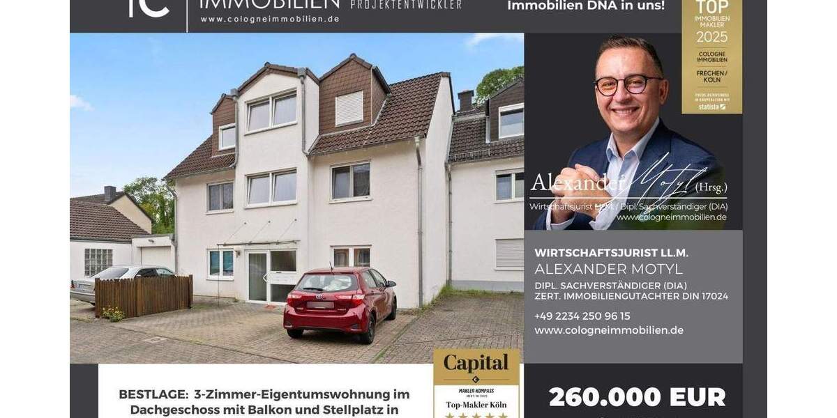 Etagenwohnung Frechen Grube Carl - 3 Zimmer, 86 m&sup2;, 250.000&euro; | Angebot:25669273