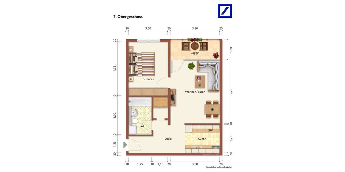 Etagenwohnung Köln Höhenberg - 2 Zimmer, 57 m&sup2;, 190.000&euro; | Angebot:25779465