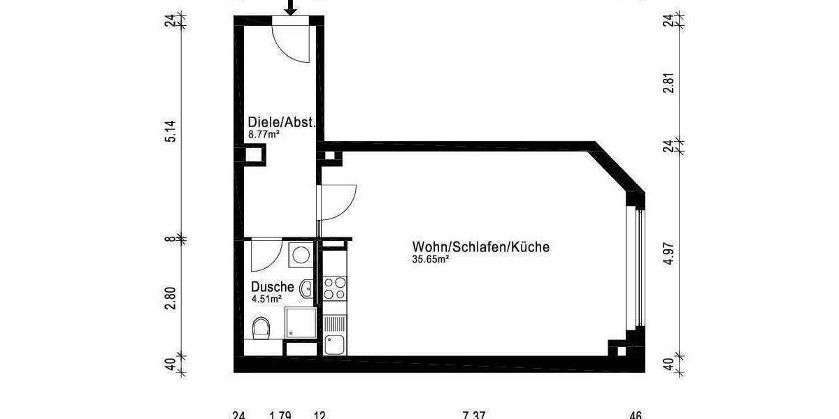 Etagenwohnung Köln Sülz - 1 Zimmer, 47 m&sup2;, 229.900&euro; | Angebot:24623408