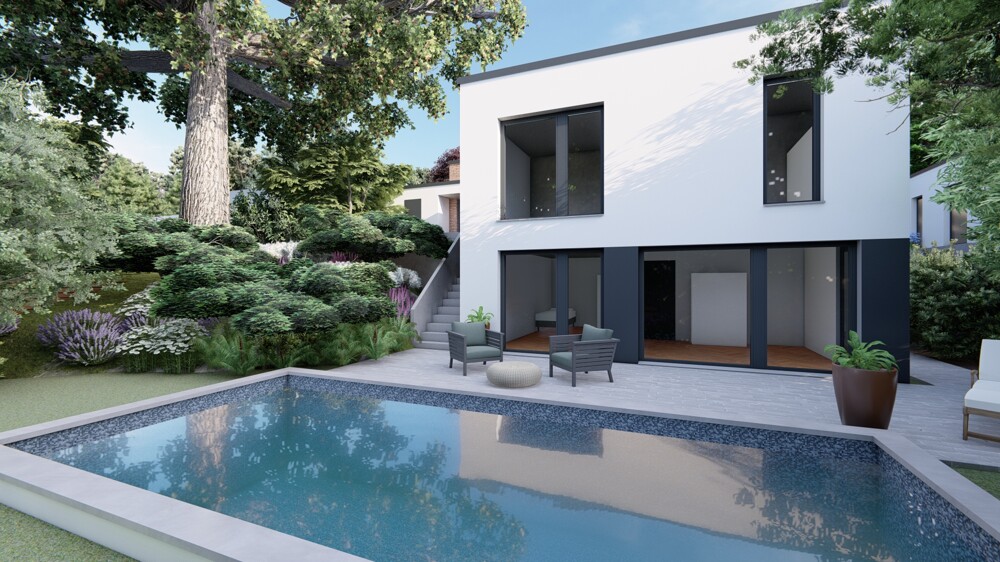 Exklusive Bauhausvilla in ruhiger Bestlage - moderner Luxusbungalow mit Garten und Garage - Villa Bensberg Bensberg | Angebot:27179706