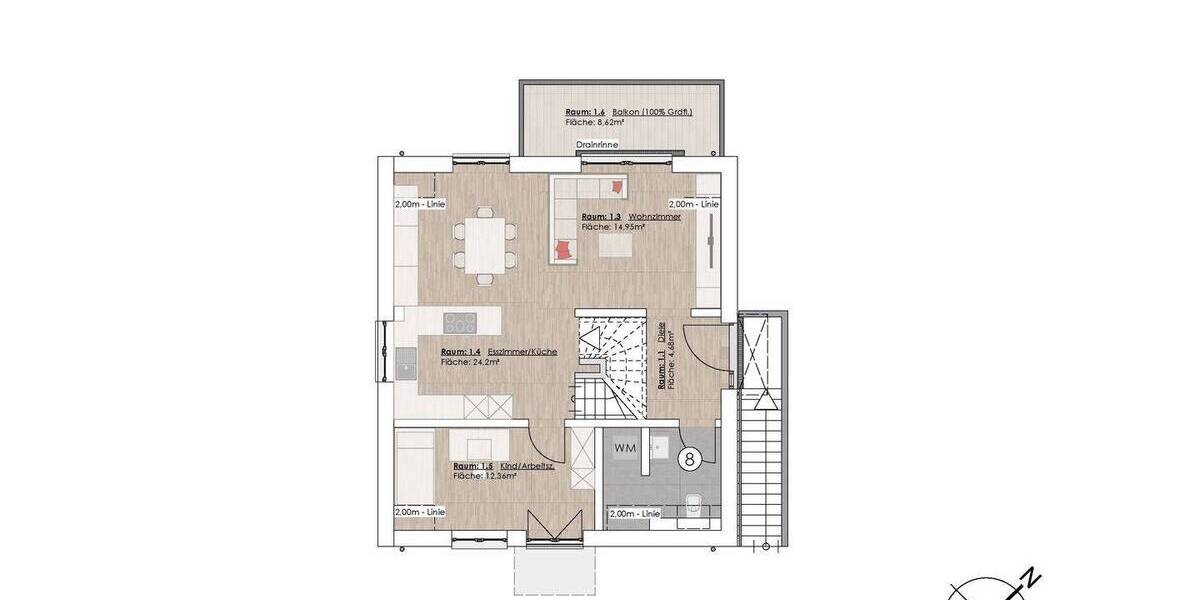 Etagenwohnung Troisdorf-Bergheim Bergheim - 3 Zimmer, 77 m&sup2;, 1.350&euro; | Angebot:25929312