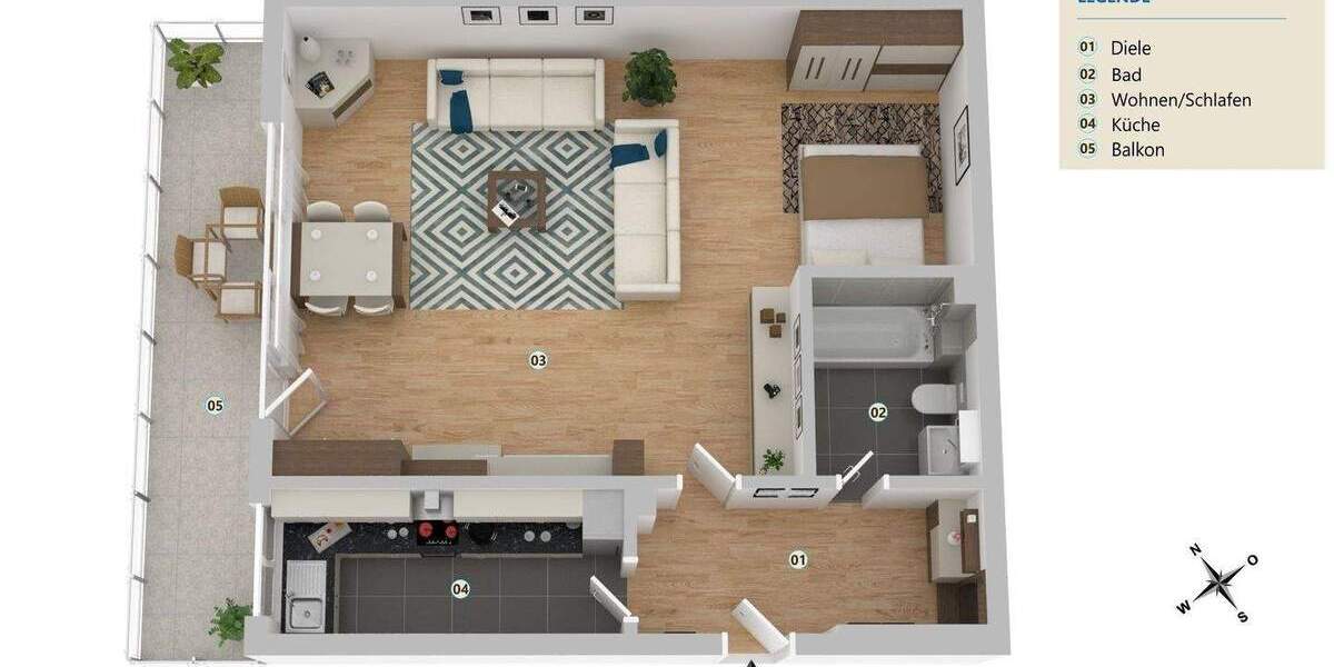 Etagenwohnung Köln Ensen - 2 Zimmer, 70 m&sup2;, 199.990&euro; | Angebot:24827022