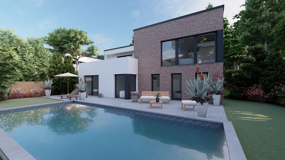 Architektenvilla am Waldrand - Bauhausbungalow mit Dachterrasse, Doppelgarage und exklusiver Privatsphäre - Villa Bensberg Bensberg | Angebot:27179970