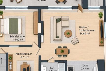 Wohnung Bergisch Gladbach Alt-Frankenforst - 2 Zimmer, 66 m&sup2;, 790&euro; | Angebot:27550472