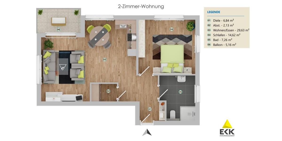 Erdgeschoßwohnung Meckenheim - 2 Zimmer, 63 m&sup2;, 995&euro; | Angebot:25760096