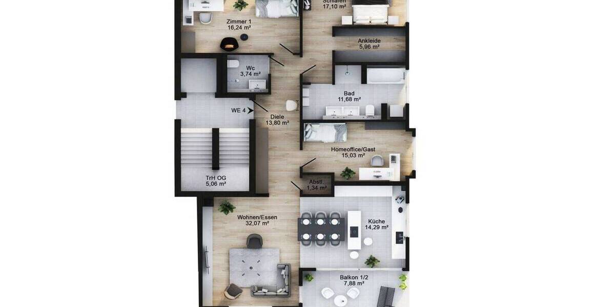 Etagenwohnung Bonn Schweinheim - 4 Zimmer, 139 m&sup2;, 979.000&euro; | Angebot:26275658