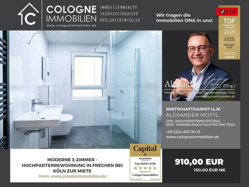 NEU SANIERTE MODERNE 3-Zimmerwohnung MIT KLIMA UND GARTEN IN FRECHEN-BACHEM BEI KÖLN