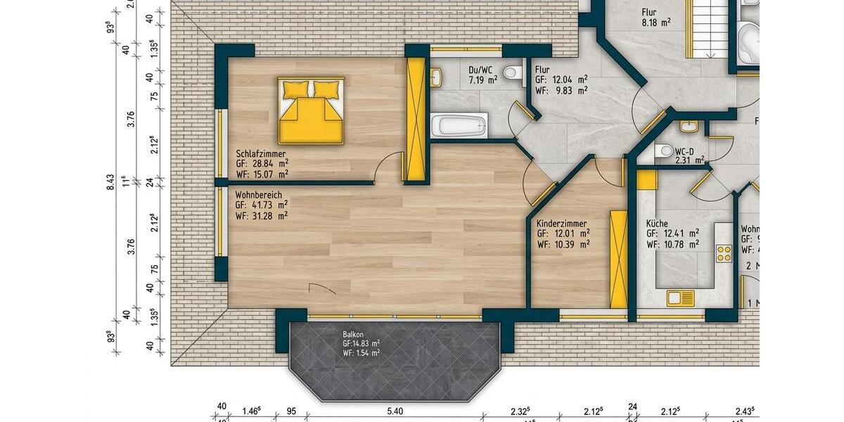 Etagenwohnung Bonn Bad Godesberg - 3 Zimmer, 100 m&sup2;, 1.250&euro; | Angebot:26236660
