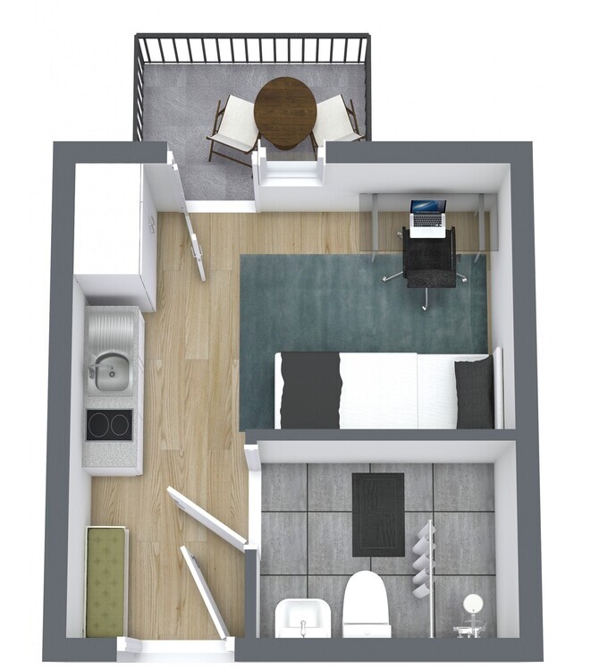 Hochwertiges Studentenapartment mit Pantryküche & Dachterrasse 1 zimmer