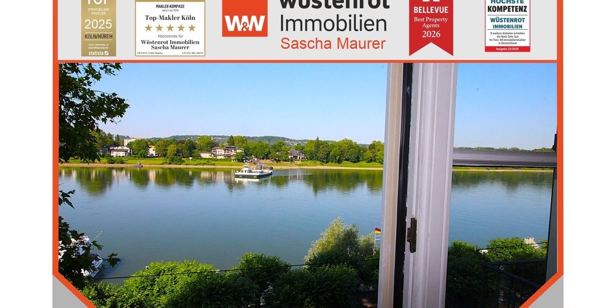 Erste Reihe Rheinblick! Sofort beziehbare zwei Zimmer mit kleinem Balkon, Stellplatz und Garage. TOP - Etagenwohnung Königswinter | Angebot:26948143