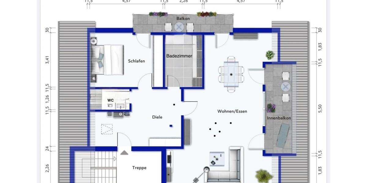 Dachgeschoßwohnung Sankt Augustin - 2 Zimmer, 102 m&sup2;, 1.250&euro; | Angebot:26072587
