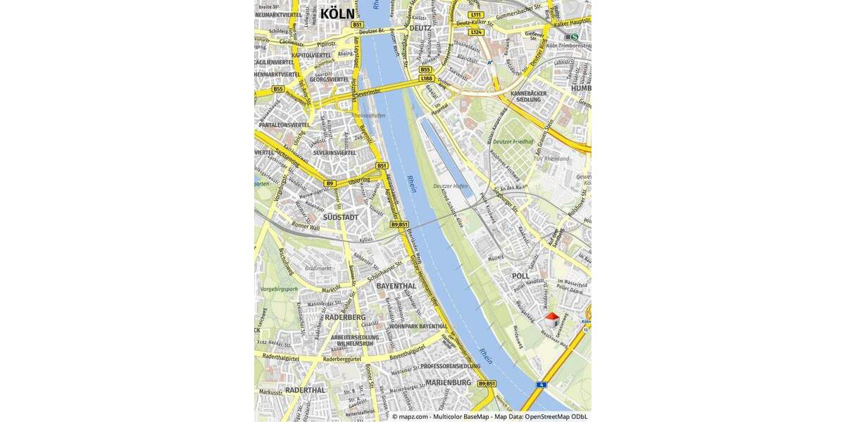 Etagenwohnung Köln / Poll Poll - 3 Zimmer, 79 m&sup2;, 265.000&euro; | Angebot:24460547