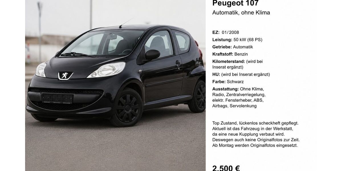 Peugeot 107 115.000 km 2.500 &euro; Sinzig 53489