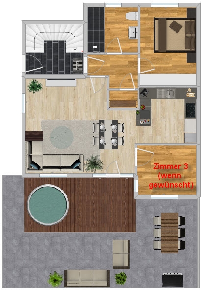 Moderne Erdgeschosswohnung mit Sauna & Garten 3 zimmer