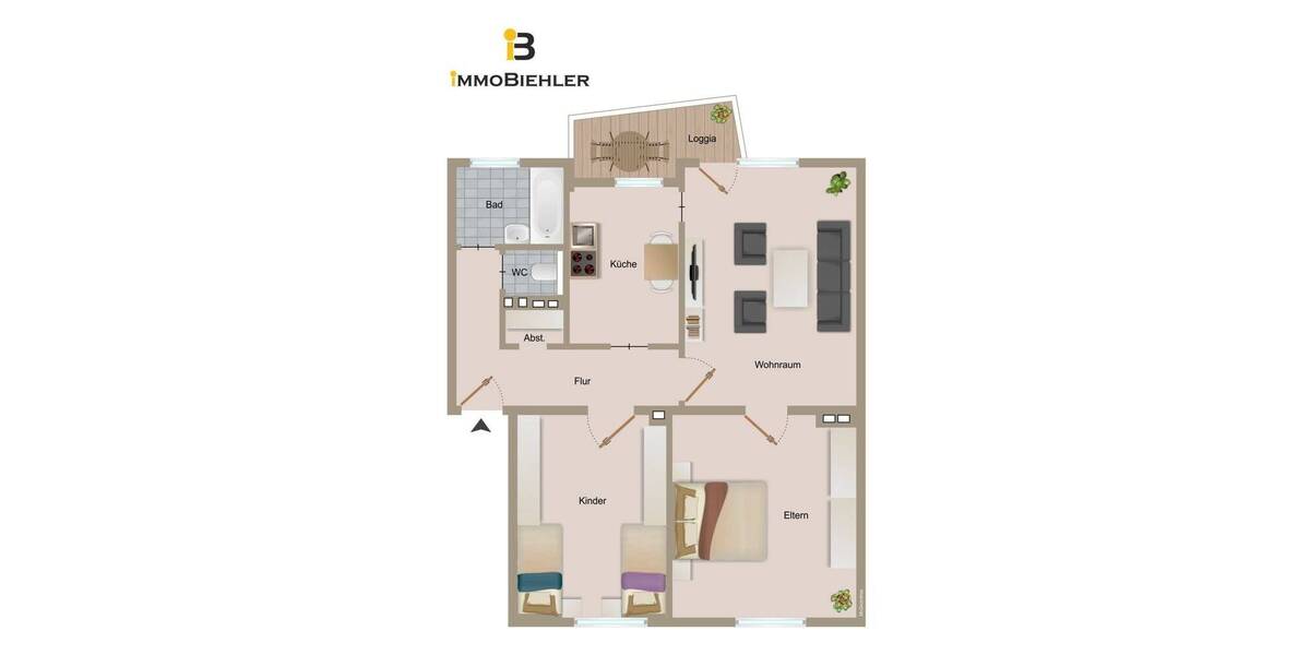 Etagenwohnung Köln Buchheim - 3 Zimmer, 68 m&sup2;, 229.000&euro; | Angebot:19945986