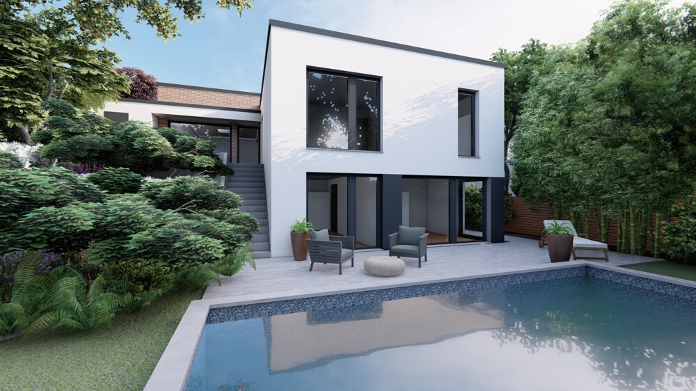 Exklusive Bauhausvilla in ruhiger Bestlage - moderner Luxusbungalow mit Garten und Garage - Villa Bensberg Bensberg | Angebot:27179706