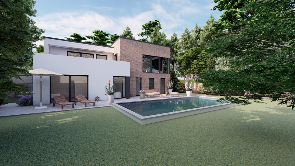 Architektenvilla am Waldrand - Bauhausbungalow mit Dachterrasse, Doppelgarage und exklusiver Privatsphäre - Villa Bensberg Bensberg | Angebot:27179970