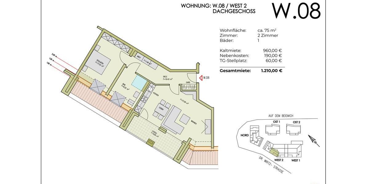 Dachgeschoßwohnung Much - 2 Zimmer, 75 m&sup2;, 960&euro; | Angebot:23703303
