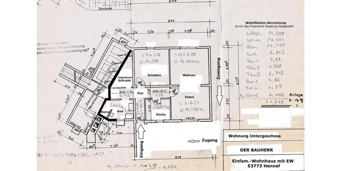 Etagenwohnung Hennef (Sieg) - 3 Zimmer, 71 m&sup2;, 570&euro; | Angebot:25649482