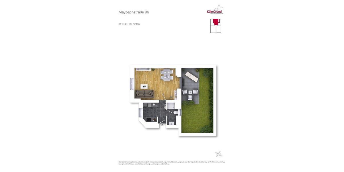 Erdgeschoßwohnung Köln Innenstadt - 1 Zimmer, 40 m&sup2;, 274.000&euro; | Angebot:26945388