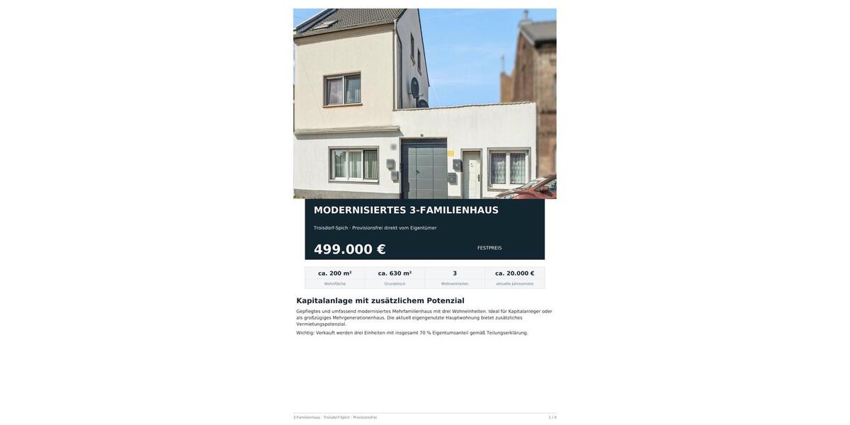 Mehrfamilienhaus, Wohnhaus Troisdorf Altenrath - 9 Zimmer, 200 m&sup2;, 499.000&euro; | Angebot:27194354